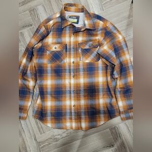 Magellan plaid classic fit flanel blue and orange M explore